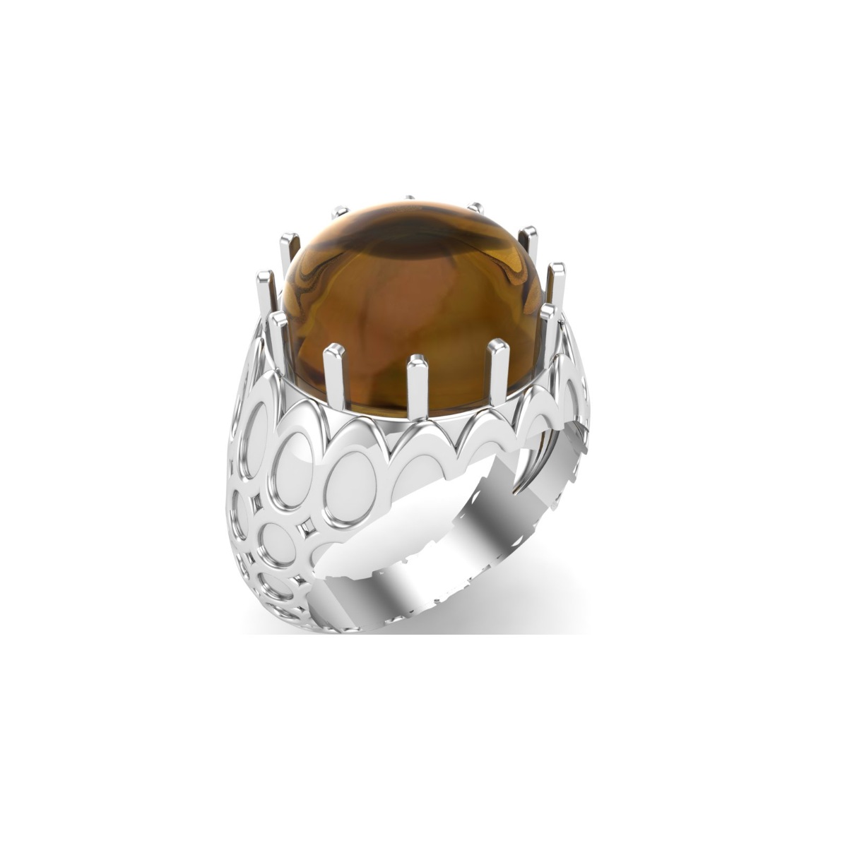 Bague œil de tigre argent Marrakech chevalière